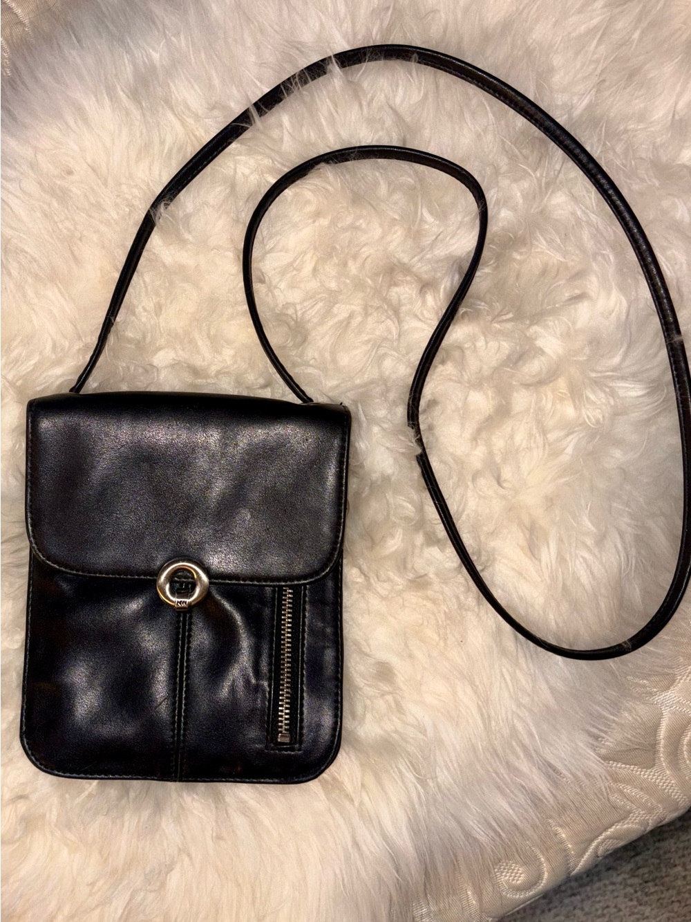 Nine West Black Leather Crossbody Bag - Classic Everyday Style